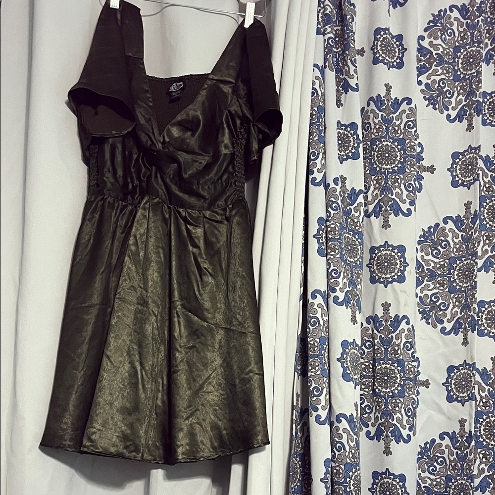 Angie Olive Satin Mini Dress